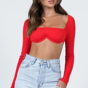 Red princess Polly becca long sleeve underwire top